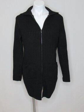 White House Black Market Ribbed Full Zip Patch Pocket Tunic Sweater Women's L